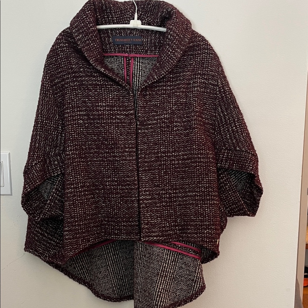 Tru Trussardi Burgundy Knit Poncho